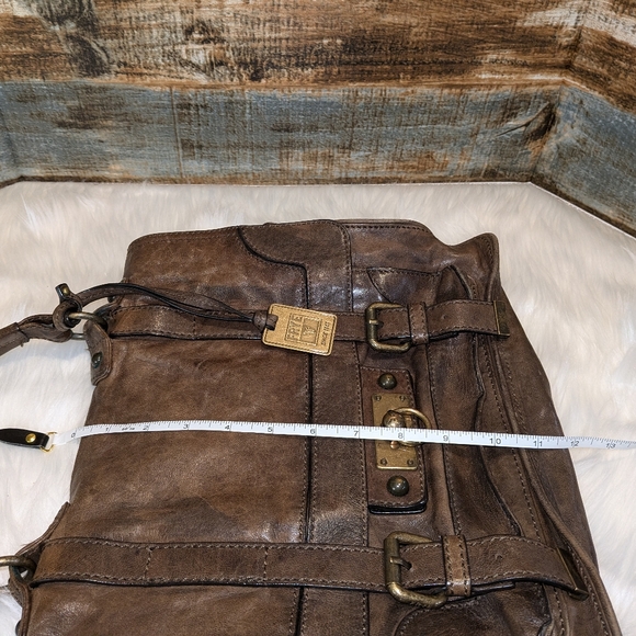 Frye Cameron Distressed Leather Messenger Satchel Bag - Picture 12 of 14